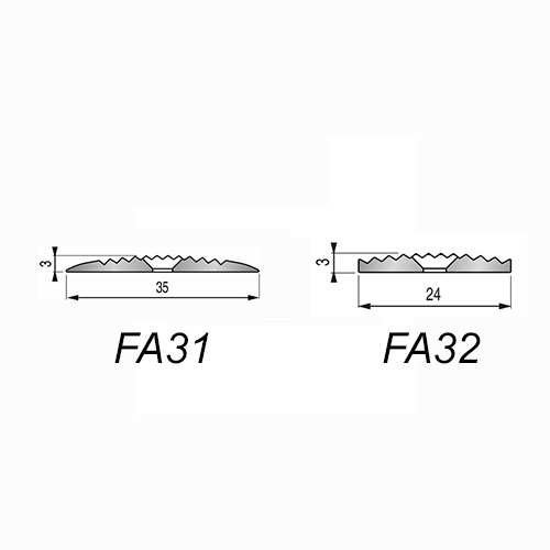 Perfil antiderrapante FA31 e FA32 em alumínio